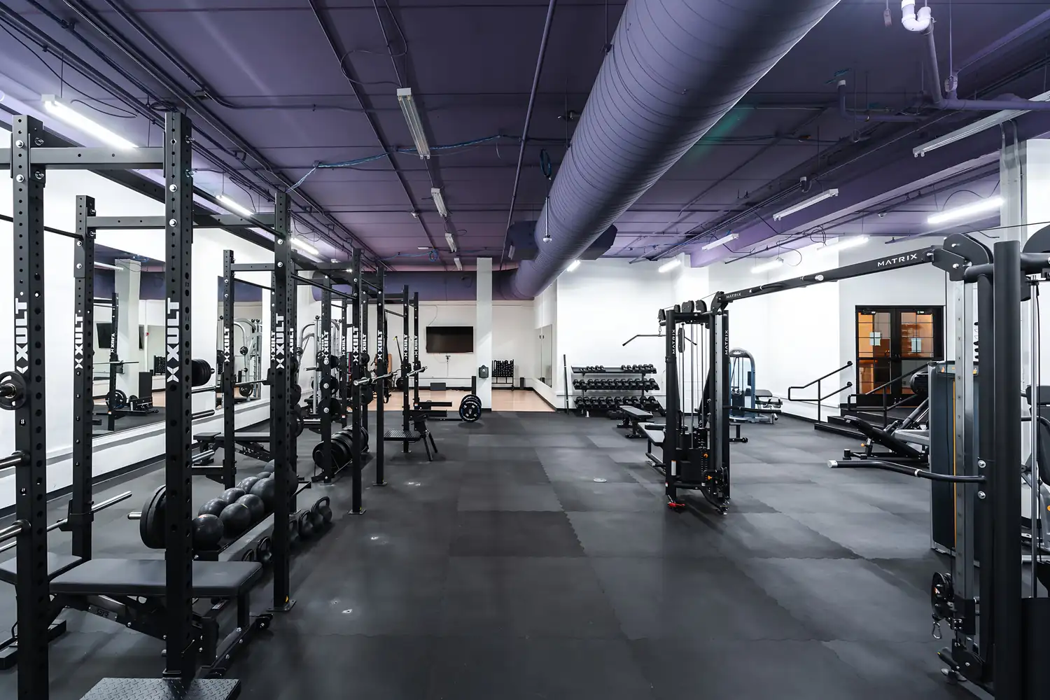 Squat racks and lifting platforms at The Base