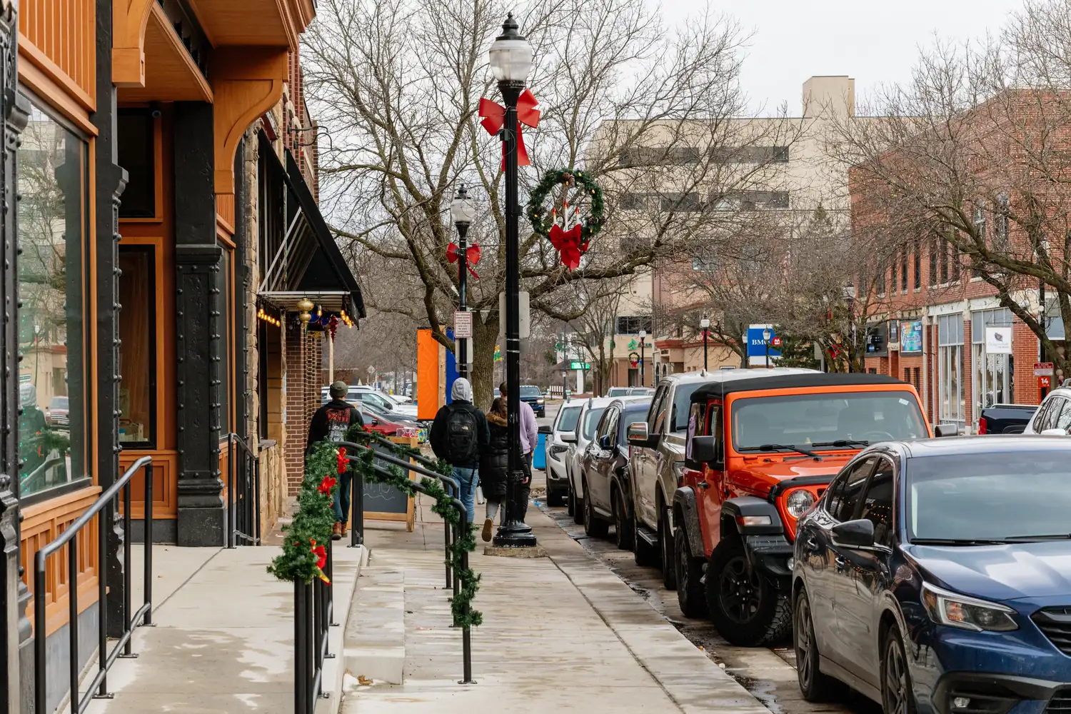 Shops along a downtown Wausau street